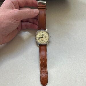 Mougin & Piquard (from J. Crew) Men’s Tan Leather Strap Watch